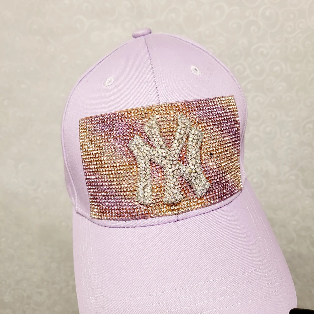 Lavender Rhinestone NY-Inspired Baseball Cap and Mini Bag Set - Picture 6 of 11